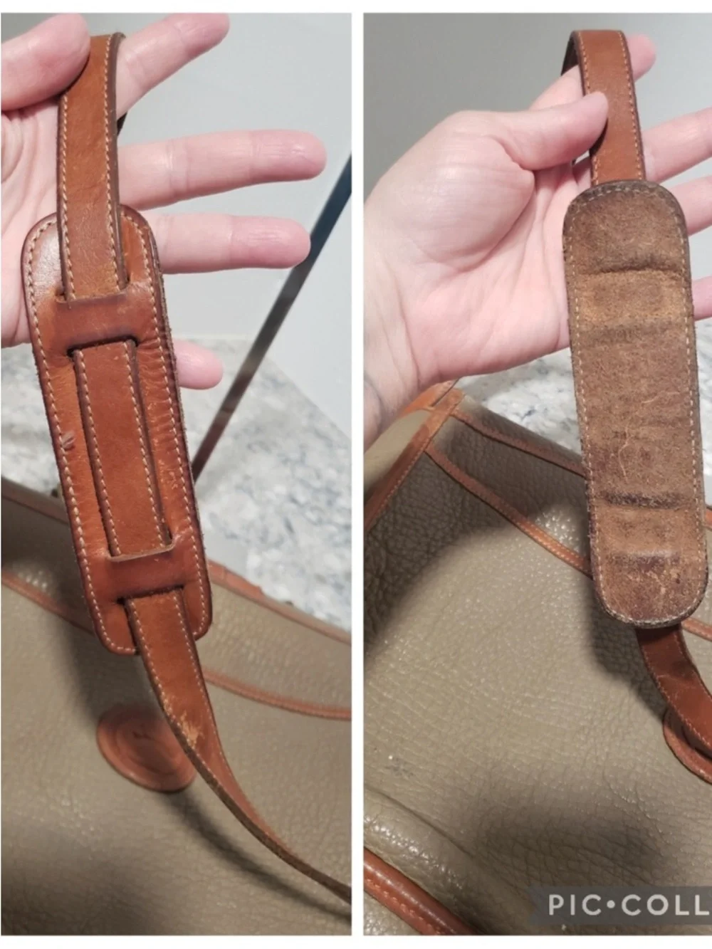 Dooney & Bourke Vintage All weather Taupe and Tan Two-Tone Leather Briefcase